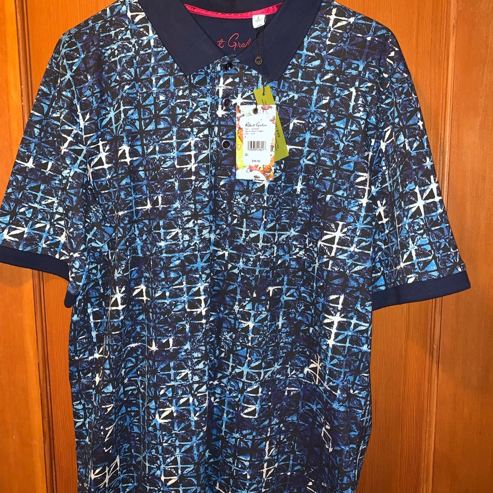 Robert Graham Shirt Large blue Calhoun NWT